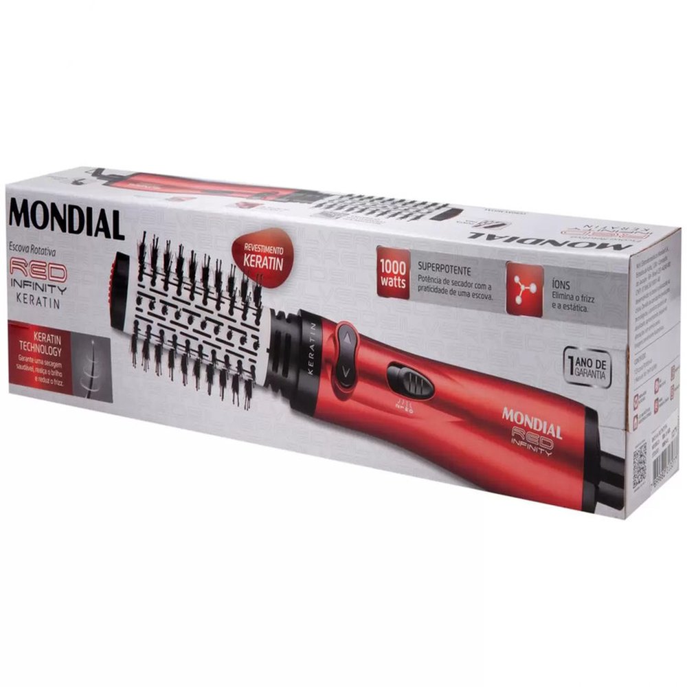 Escova Rotativa Mondial Red Infinity Keratin ER11-KR Cerâmica 1000W 220V