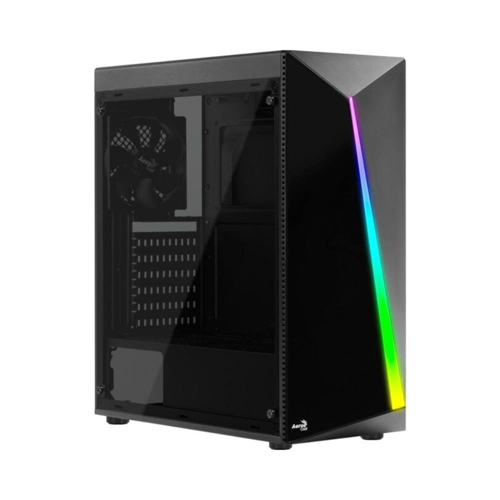 Gabinete Gamer Aerocool Shard RGB, Preto, Mid Tower, Lateral em Acrílico