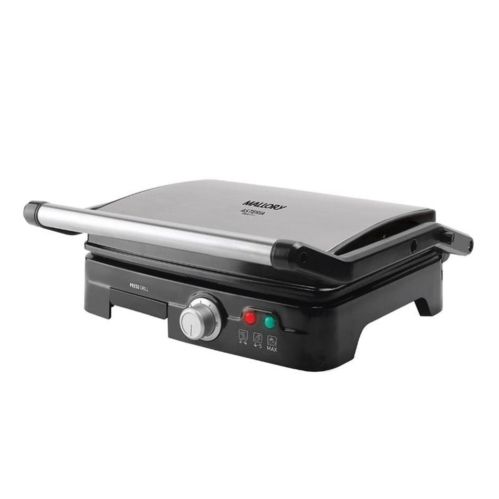 Grill Mallory Asteria, Placas Antiaderentes, 1800W, Preto/Inox, 220V