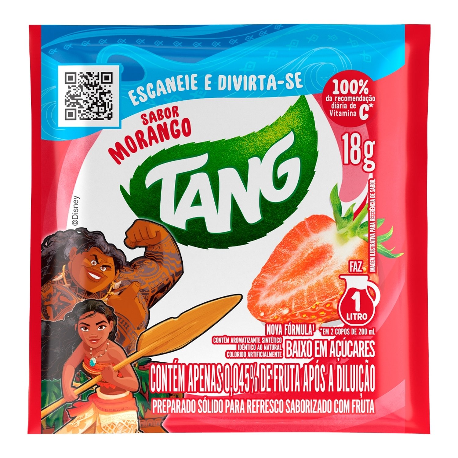Refresco em Pó Tang Morango 18g - Caixa com 18 Unidades