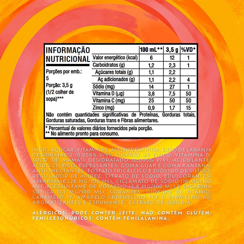 Refresco em Pó Tang Laranja e Mamão 18g Display com 18 Unidades