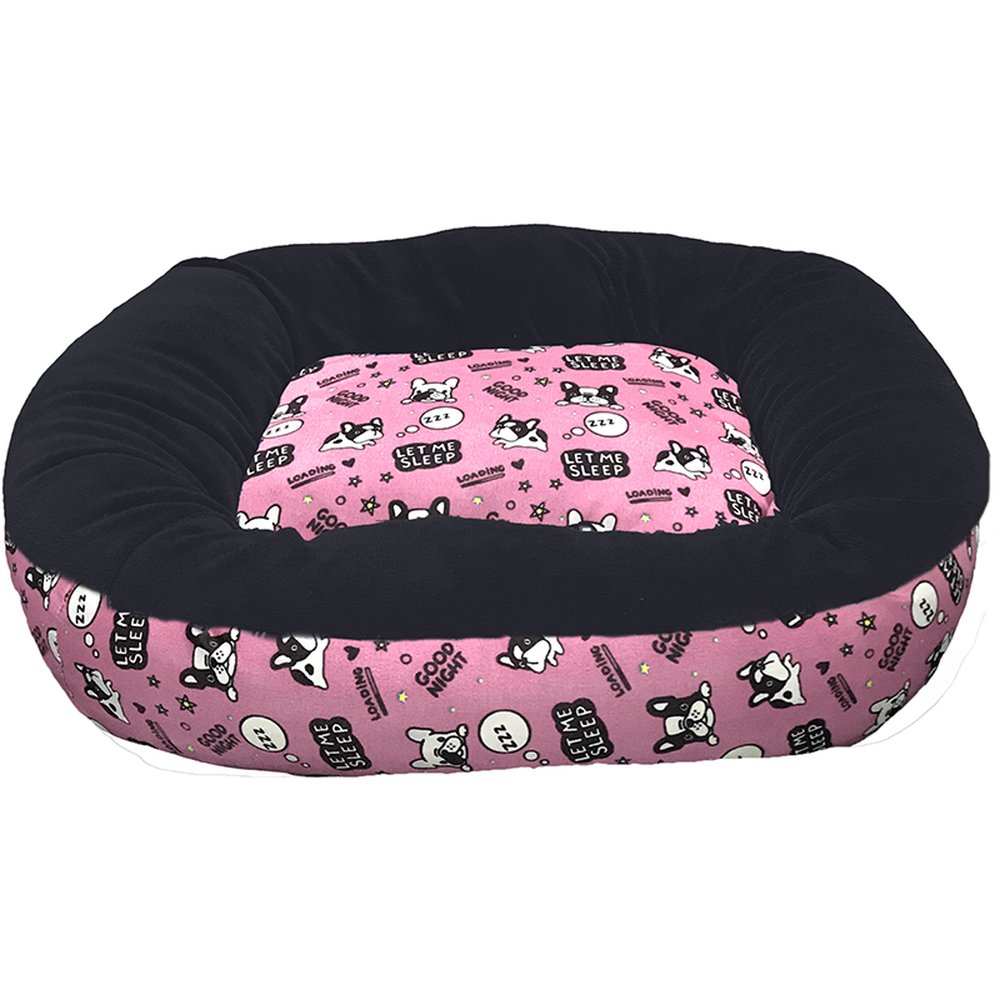 Cama Pet Borda Baixa Plush Good Night Rosa