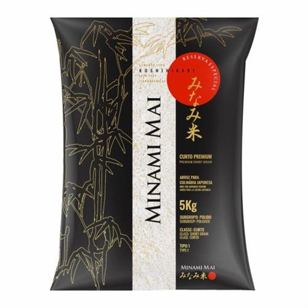 Arroz Japonês Minami Premium Curto 5kg - Embalagem contém 6 pacotes