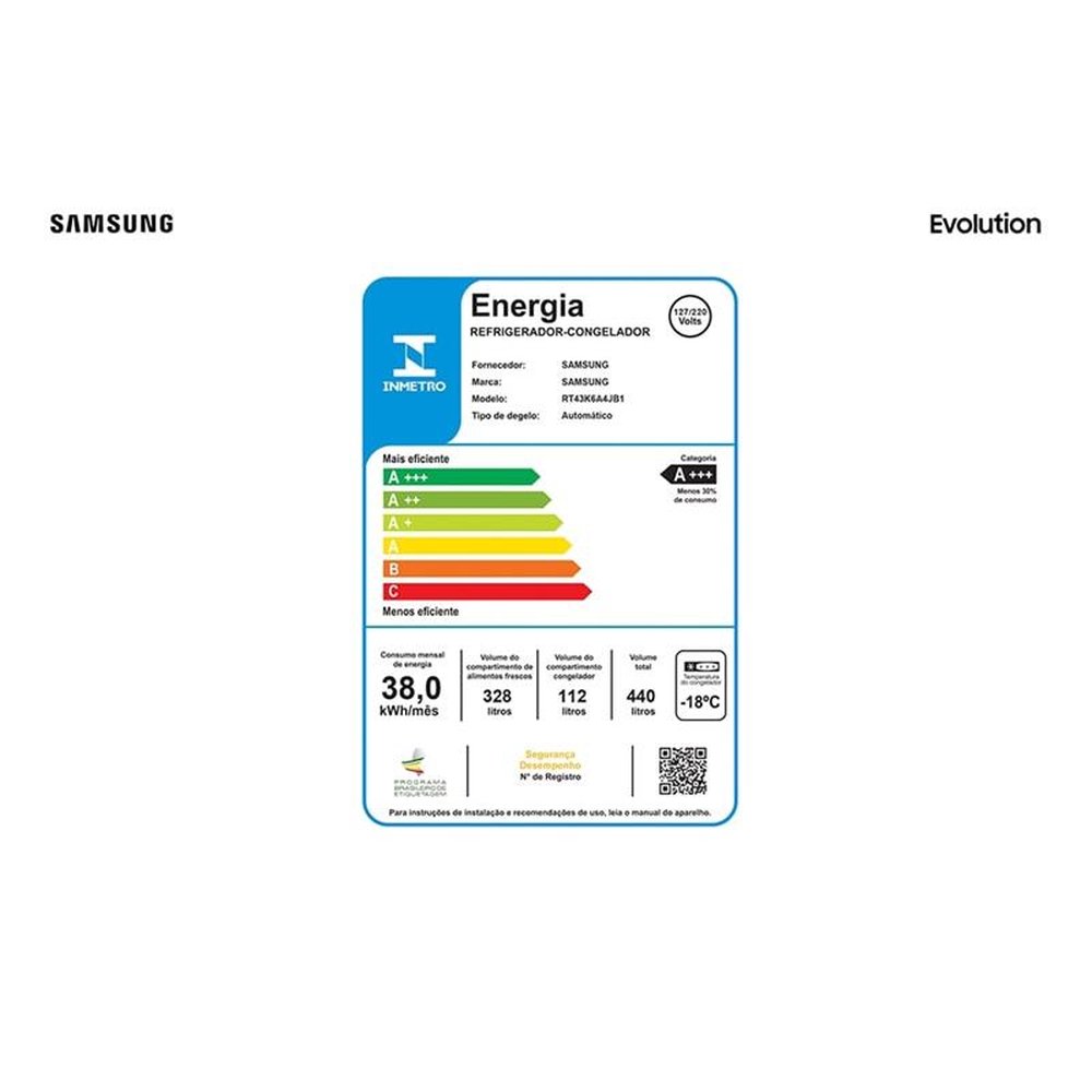 Geladeira/Refrigerador Samsung 440 Litros RT43 | Frost Free, 2 Portas, Preto, Bivolt