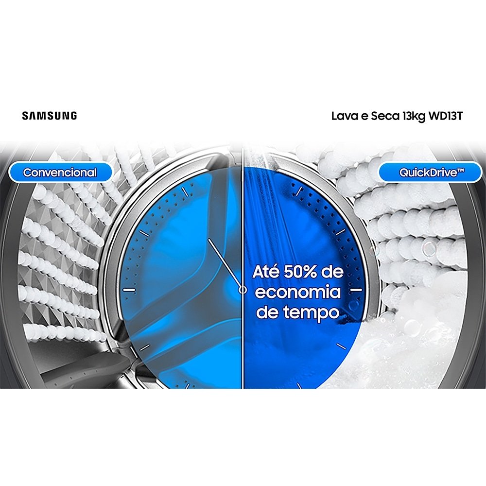 Lava e Seca 13Kg Samsung WD13T Ecobubble Branco 220V