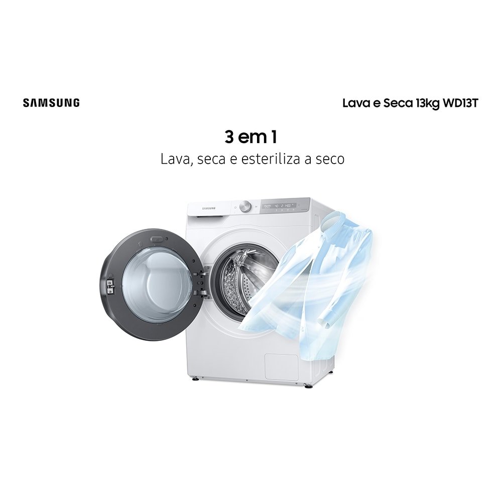 Lava e Seca 13Kg Samsung WD13T Ecobubble Branco 220V