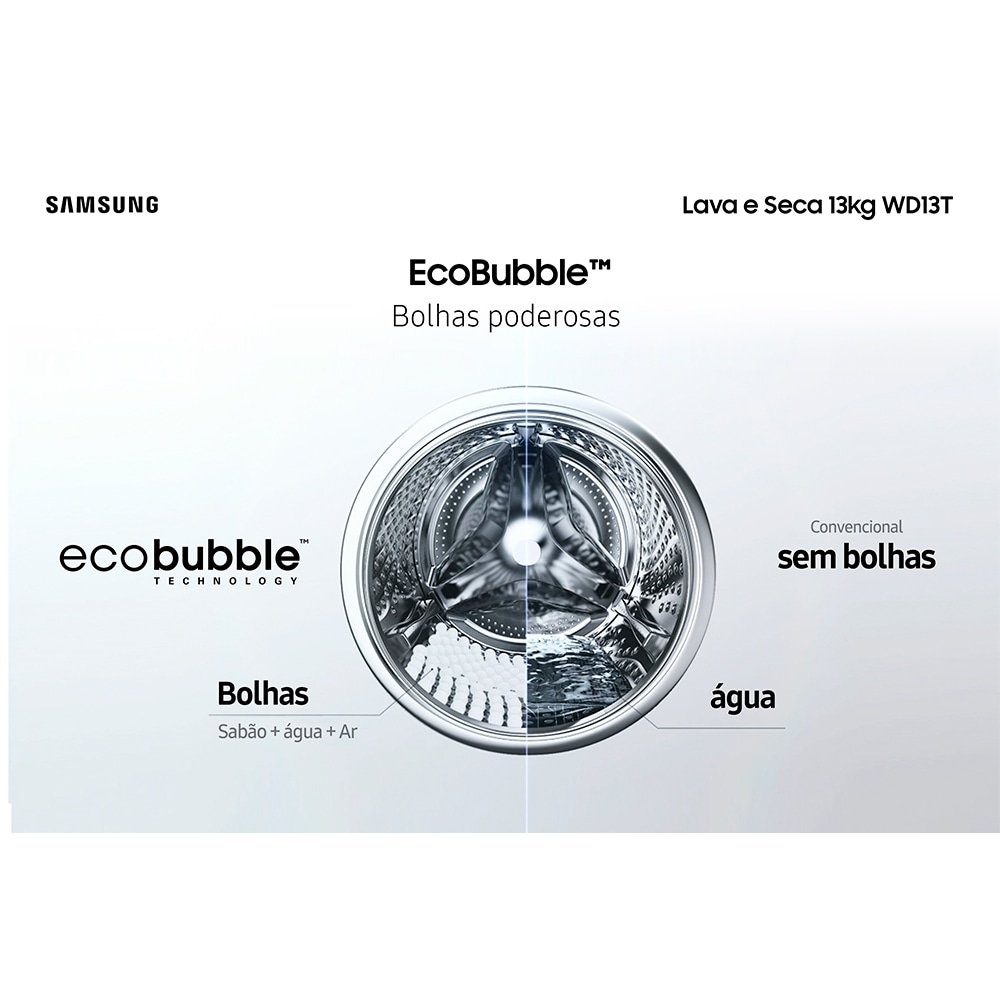 Lava e Seca 13Kg Samsung WD13T Ecobubble Branco 220V