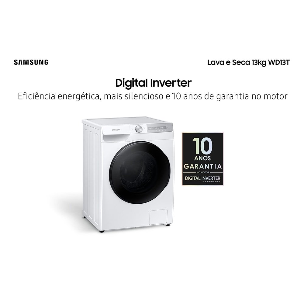 Lava e Seca 13Kg Samsung WD13T Ecobubble Branco 220V
