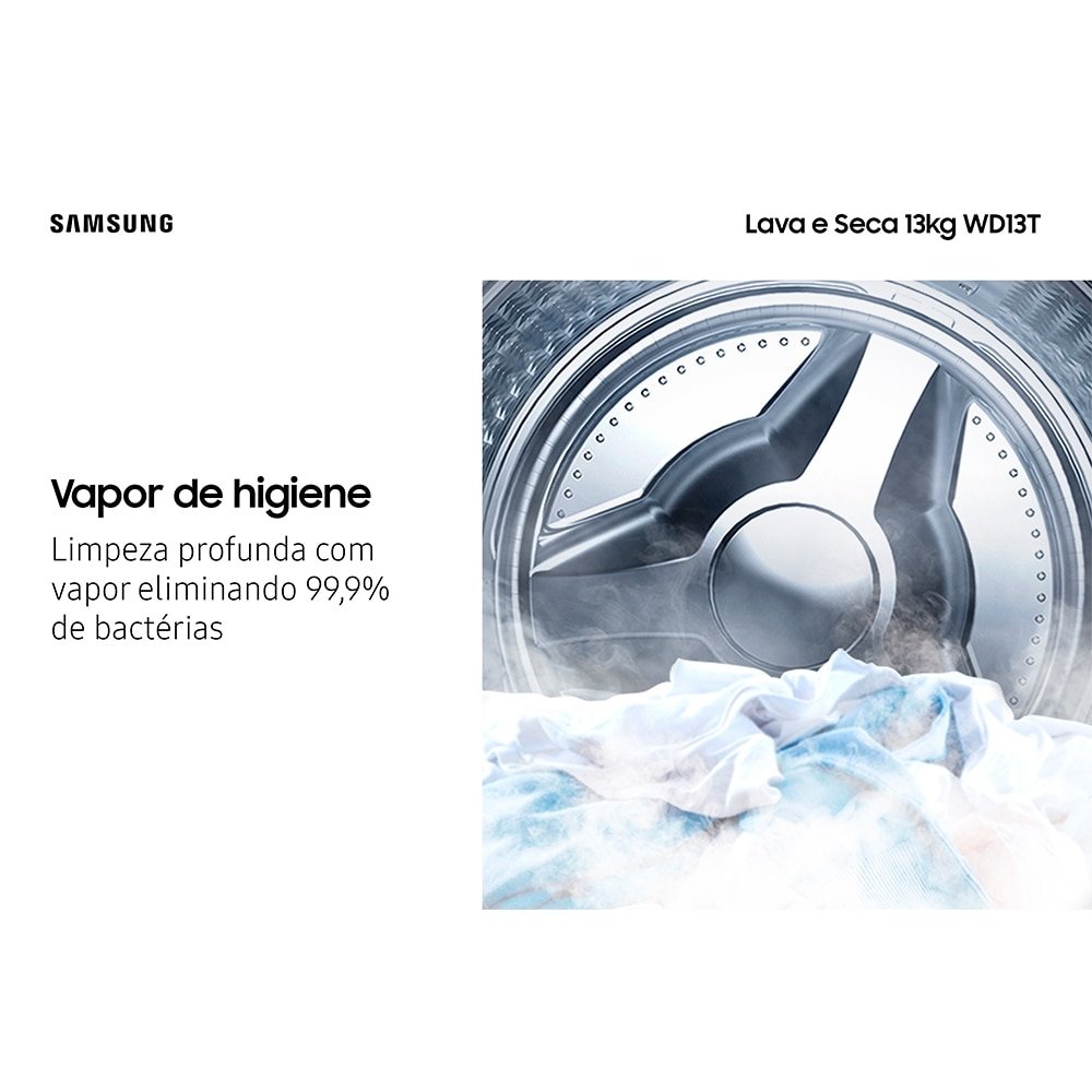 Lava e Seca 13Kg Samsung WD13T Ecobubble Branco 220V