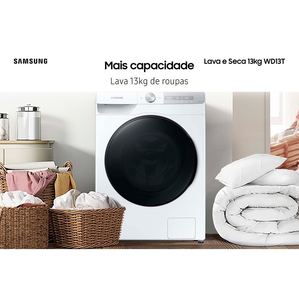 Lava e Seca 13Kg Samsung WD13T Ecobubble Branco 220V