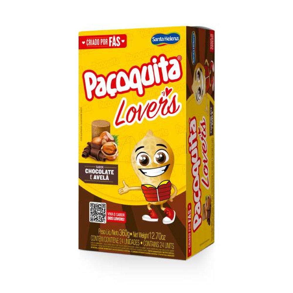 Paçoquita Lovers Sabor Chocolate E Avelã Com 24 Unidades De 15g Santa helena