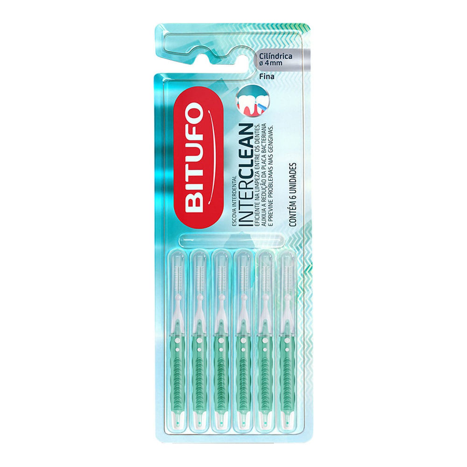 Escova De Dentes Bitufo Interdental Com 6 Cilindrica Fina