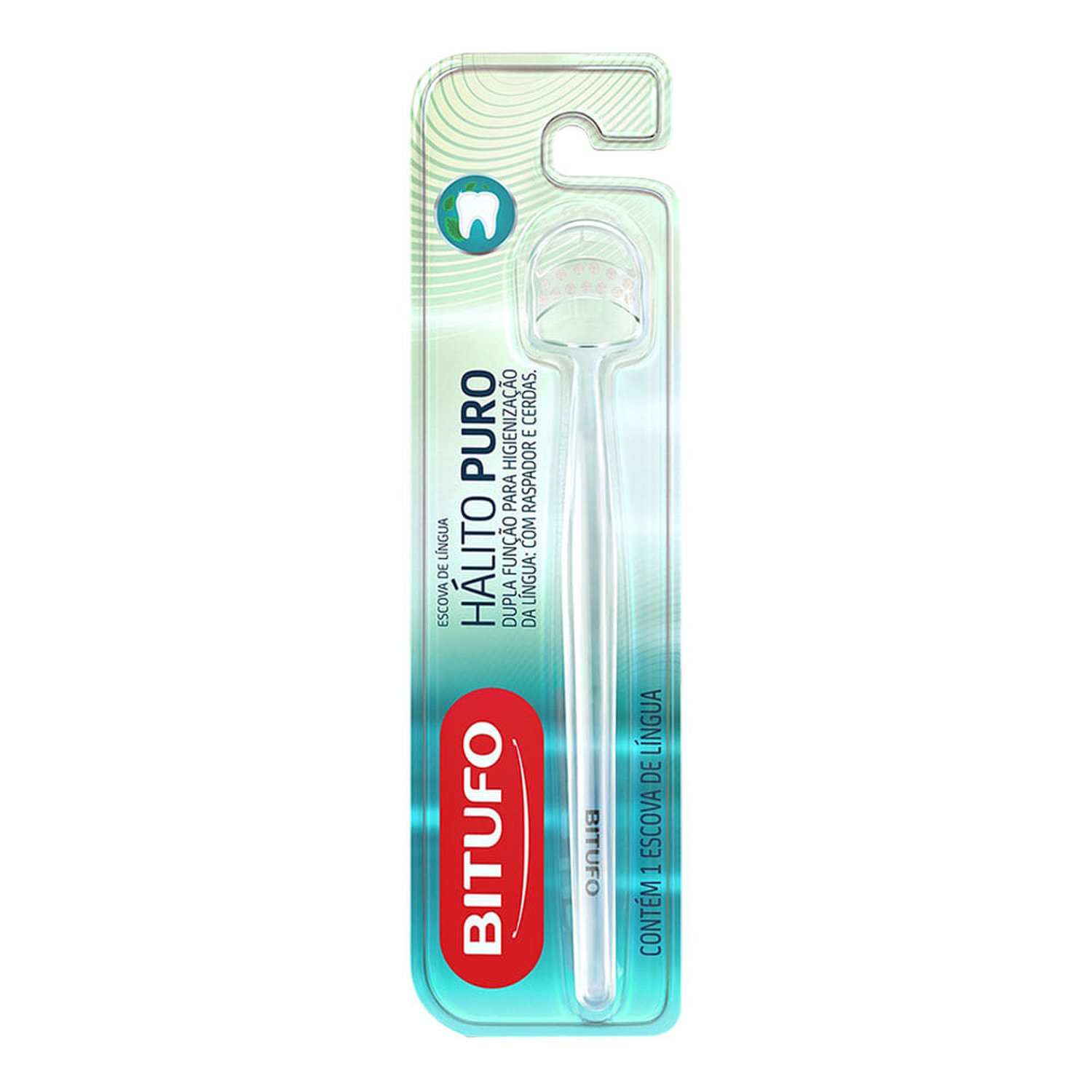 Escova De Dentes Bitufo Limpador De Lingua Halito Puro
