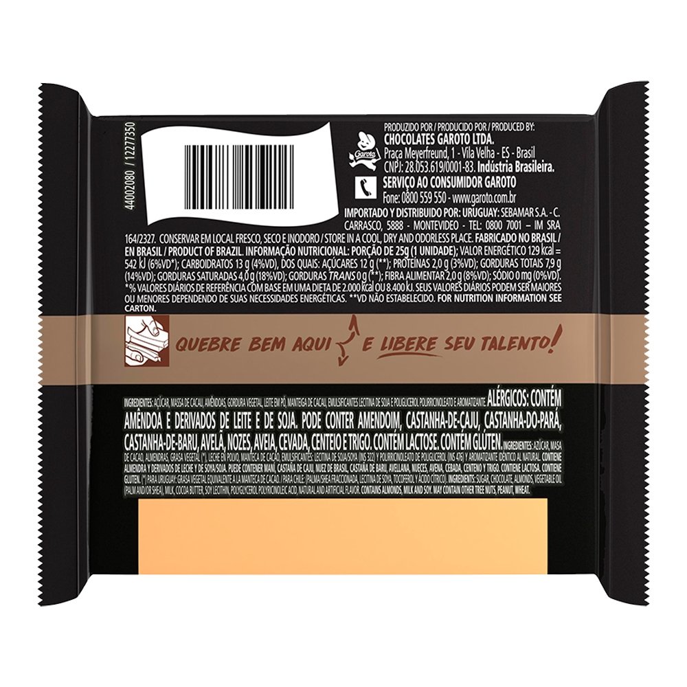 Chocolate Talento Meio Amargo 25g - 15 unidades - Garoto