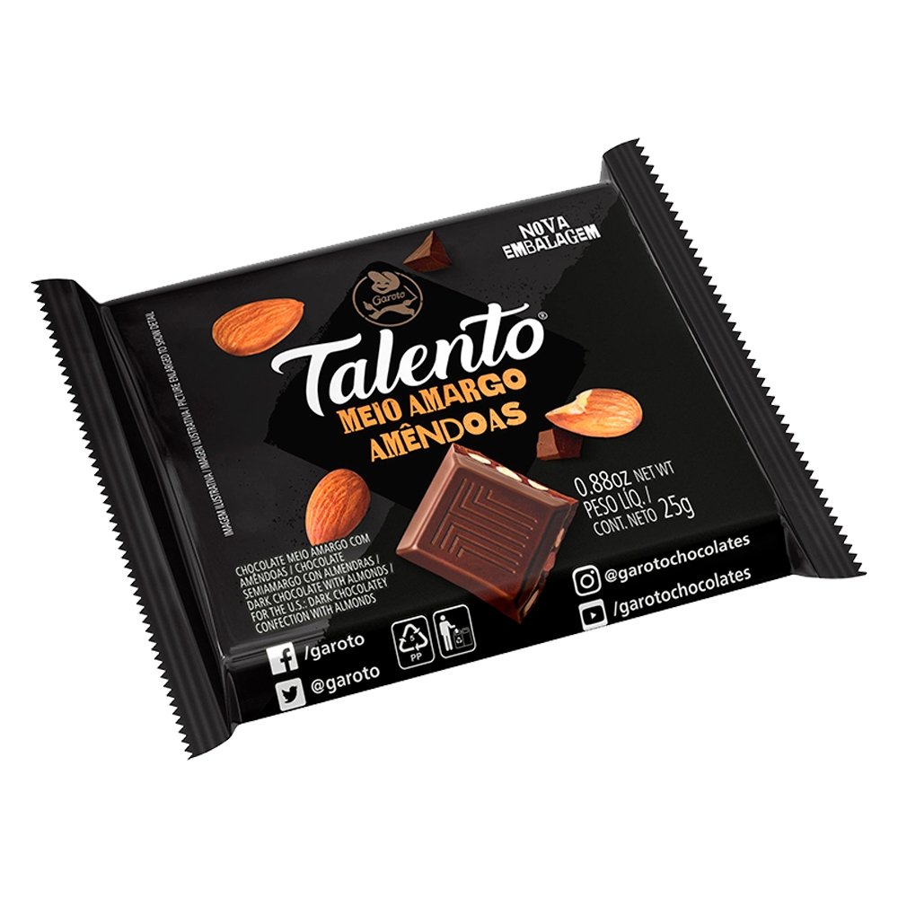 Chocolate Talento Meio Amargo 25g - 15 unidades - Garoto