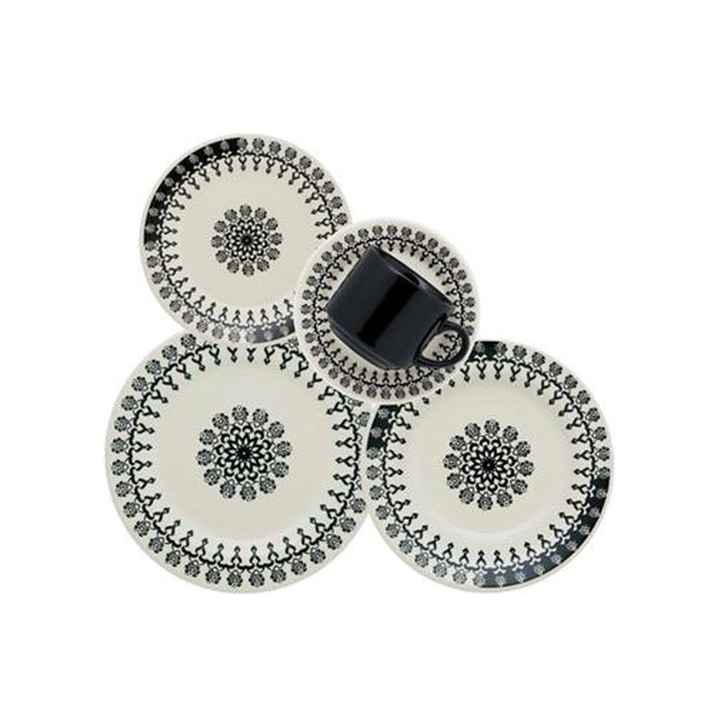 Aparelho De Jantar 30 Peças Cerâmica Donna Folk Biona