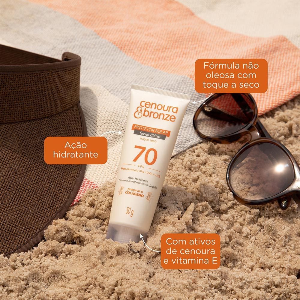 Protetor Solar Facial Cenoura e Bronze FPS70 50g