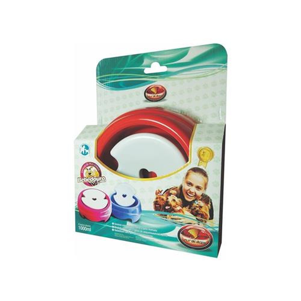 Bebedouro Plástico 1L Para Cães Pelo Longo Sortido Furacão Pet