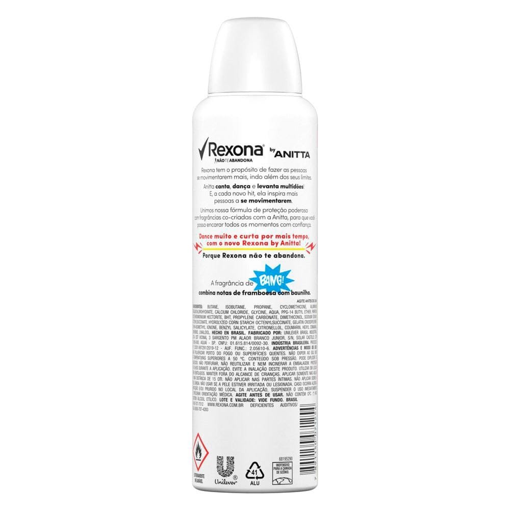 Desodorante Rexona Aerosol Anitta Bang 150ml