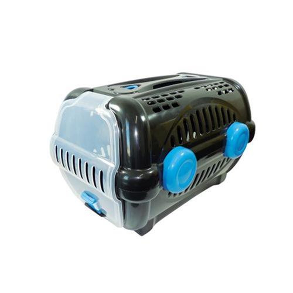 Caixa Plástica Para Transporte Pet Luxo N.2 Black Com Azul Furacão Pet