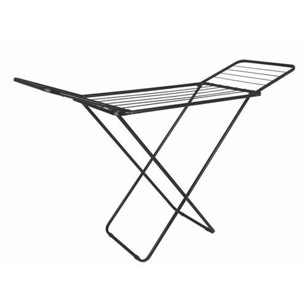 Varal de Chão Metal Móvel Slim Preto com Abas Mor
