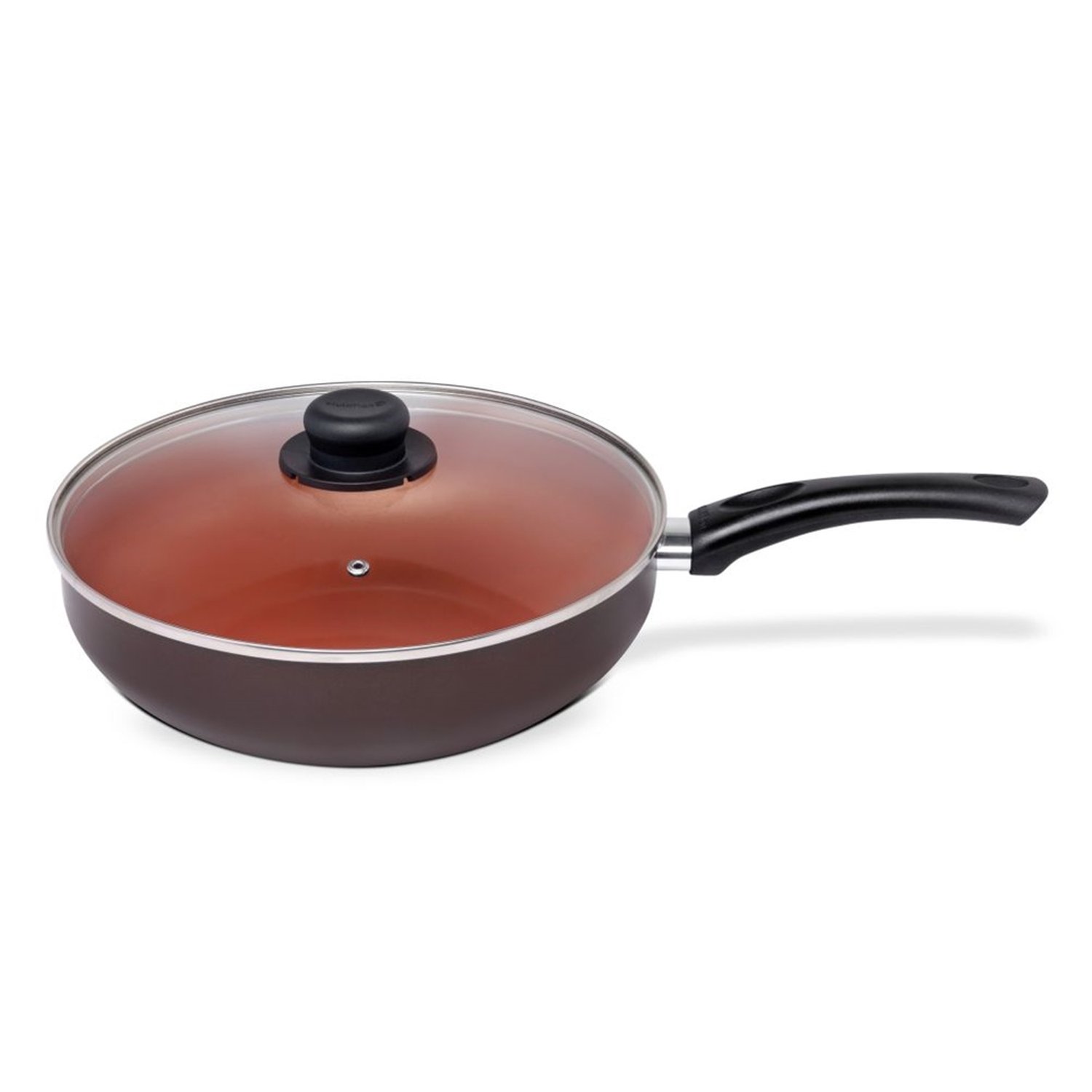 Frigideira N.28 3,5L Wok Terracota Alumínio Antiaderente Com Tampa De Vidro Multiflon
