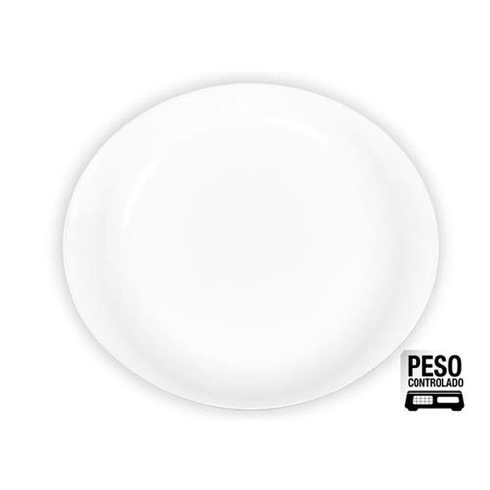 Prato Oval Vidro 30X27cm para Churrasco Steak Peso Controlado Nadir Opaline