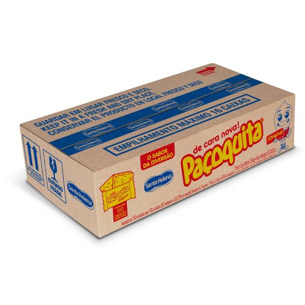 Paçoquita Quadrada Embalada Caixa De 1,8Kg Com 100 Unidades De 18G