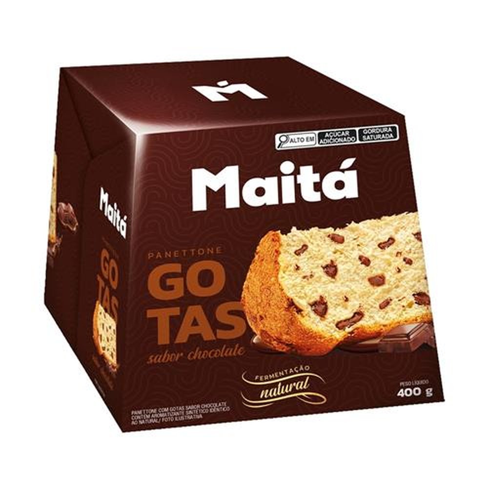 Panetone Maitá com Gotas de Chocolate 400g - Embalagem com 18 Unidades