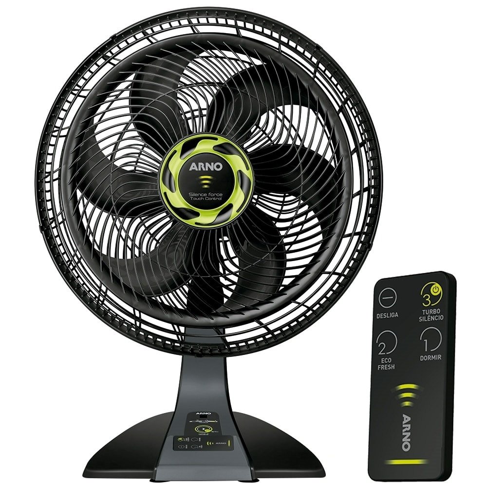Ventilador de Mesa Arno Silence Force Touch Control VF6M, 40cm, 3 Velocidades, Preto 110V