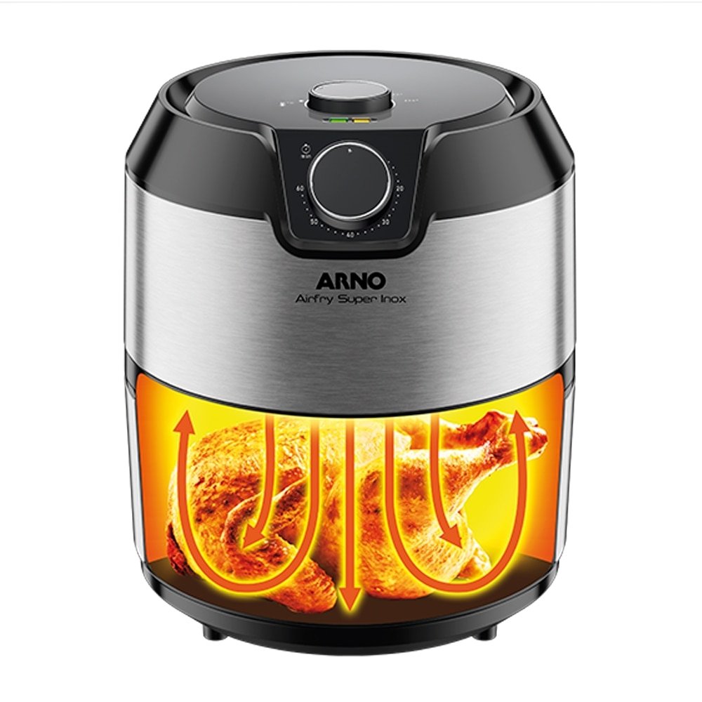 Fritadeira sem Óleo Arno Air Fryer Super IFRY, 4,2 Litros, 1400W, Inox, 110V