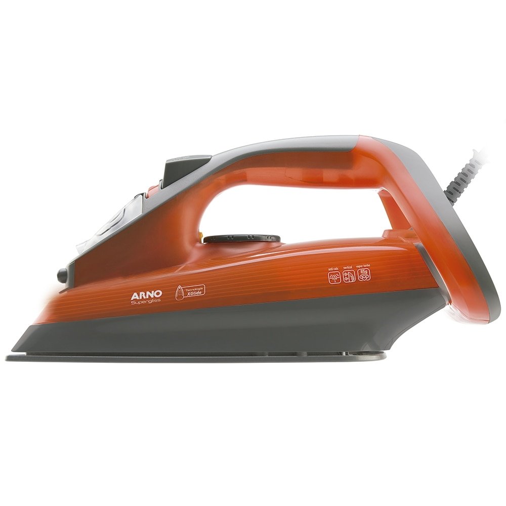 Ferro de Passar a Vapor Arno Supergliss FSX1 | Base Cerâmica, 1200W, Laranja, 110V