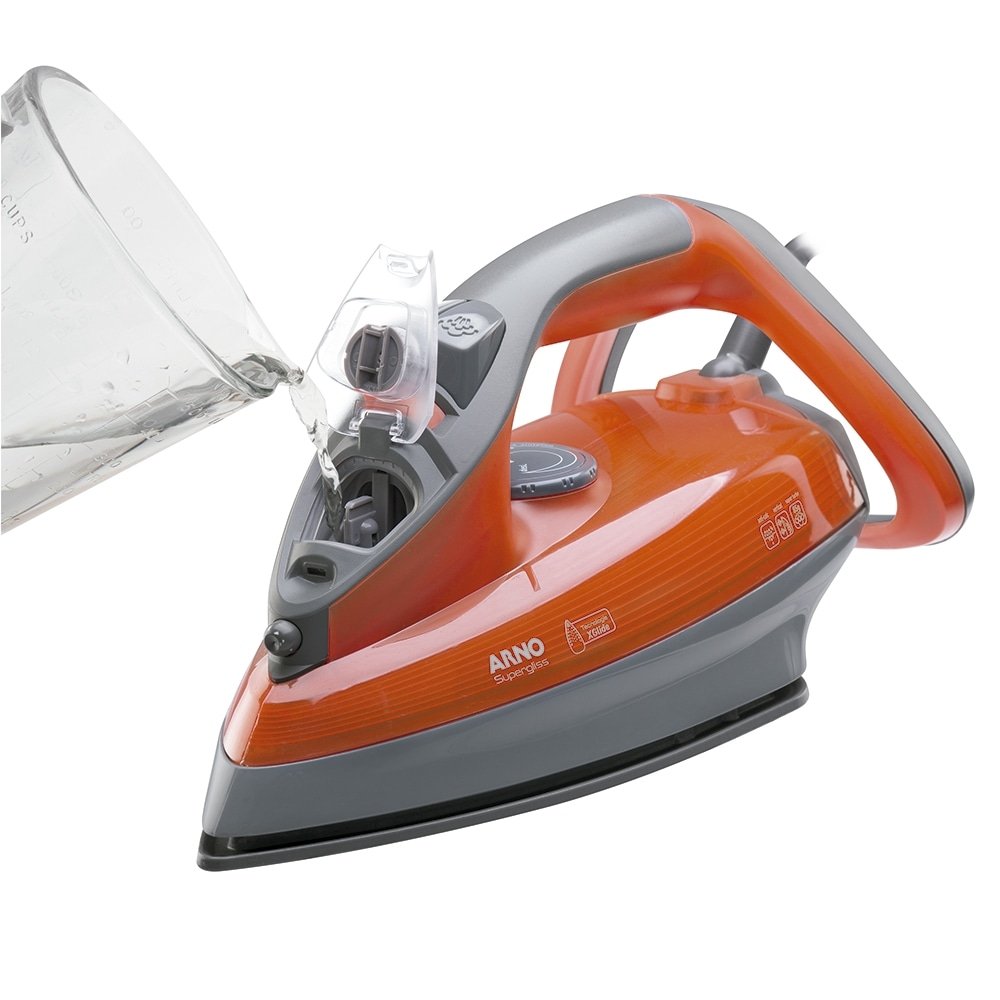 Ferro de Passar a Vapor Arno Supergliss FSX1 | Base Cerâmica, 1200W, Laranja, 110V