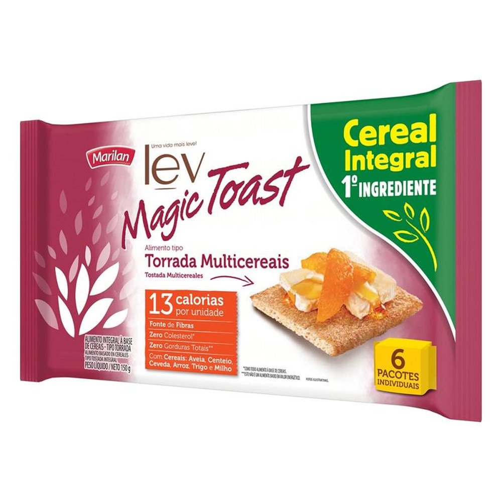 Torrada Lev Magic Toast Multicereais 150g (caixa com 24 unidades)