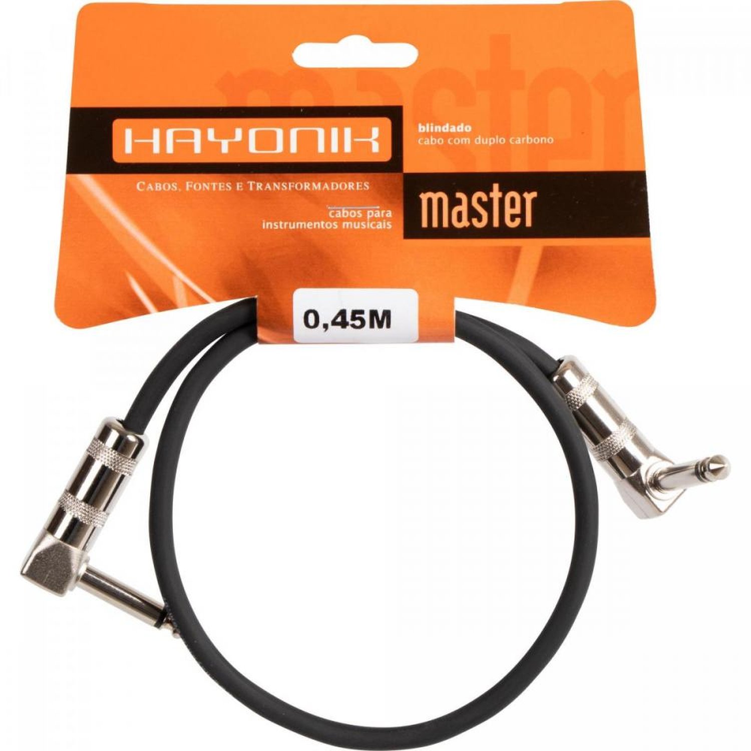Cabo Para Pedal Hayonik Linha Brasil P10 X P10 90º 45Cm Preto Un.Venda: Pc/1