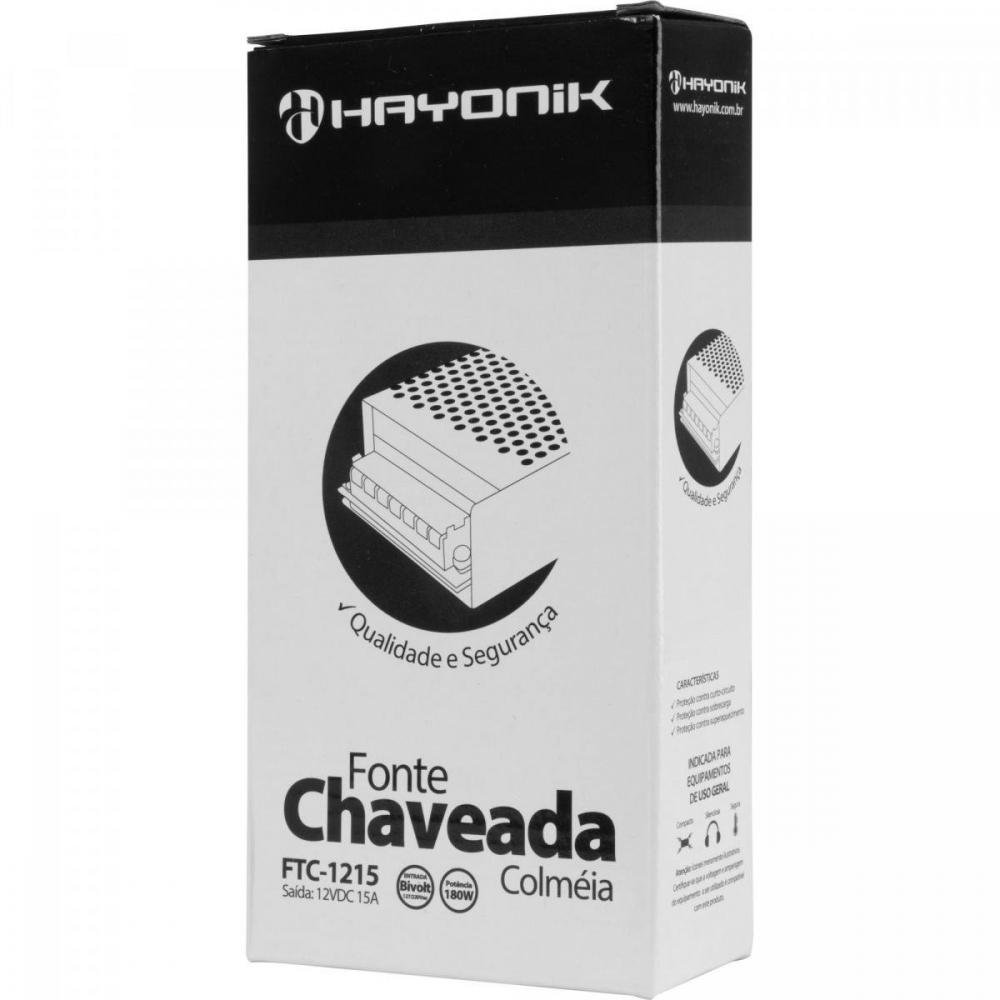 Fonte Colmeia 12vdc 15a 180w Bivolt Manual Ftc1215 Hayonik