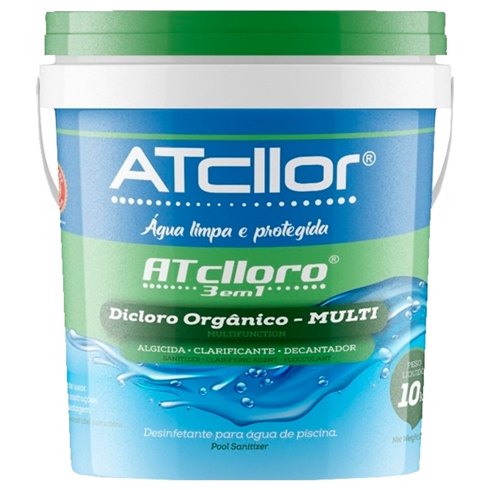 Cloro Granulado Atcllor 3 em 1 Múltipla Ação 10 Kg Balde