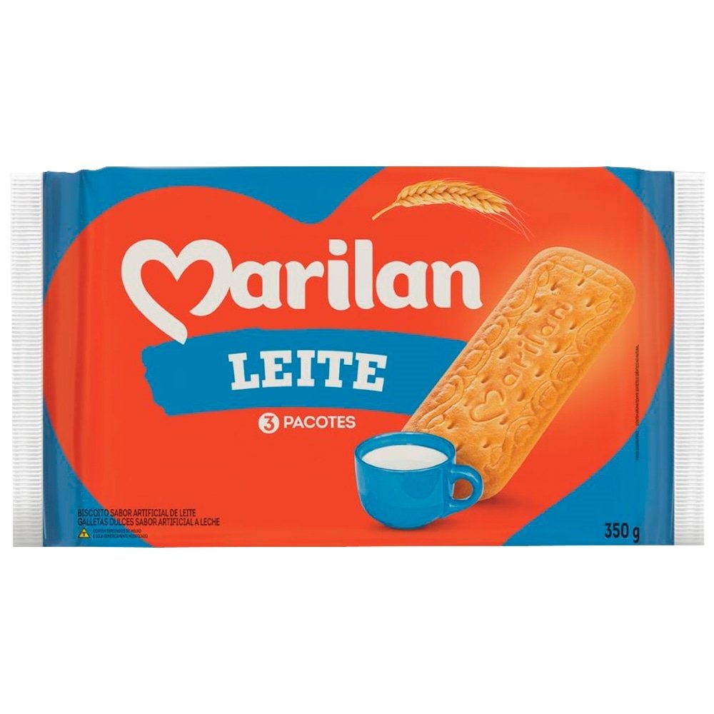 Biscoito Marilan Leite 350g - Embalagem com 24 Unidades