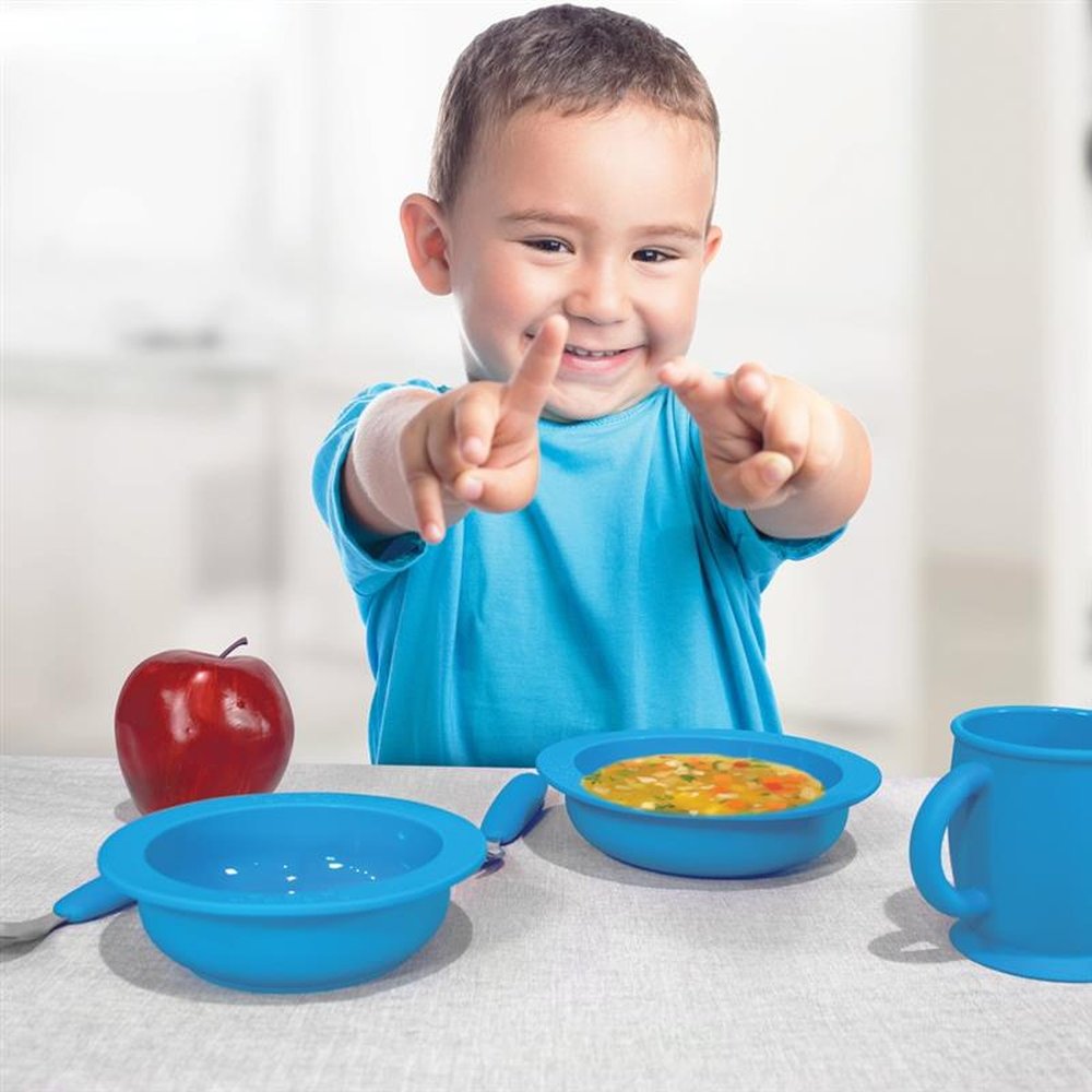 Prato Infantil Em Silicone Azul - Silicone Line