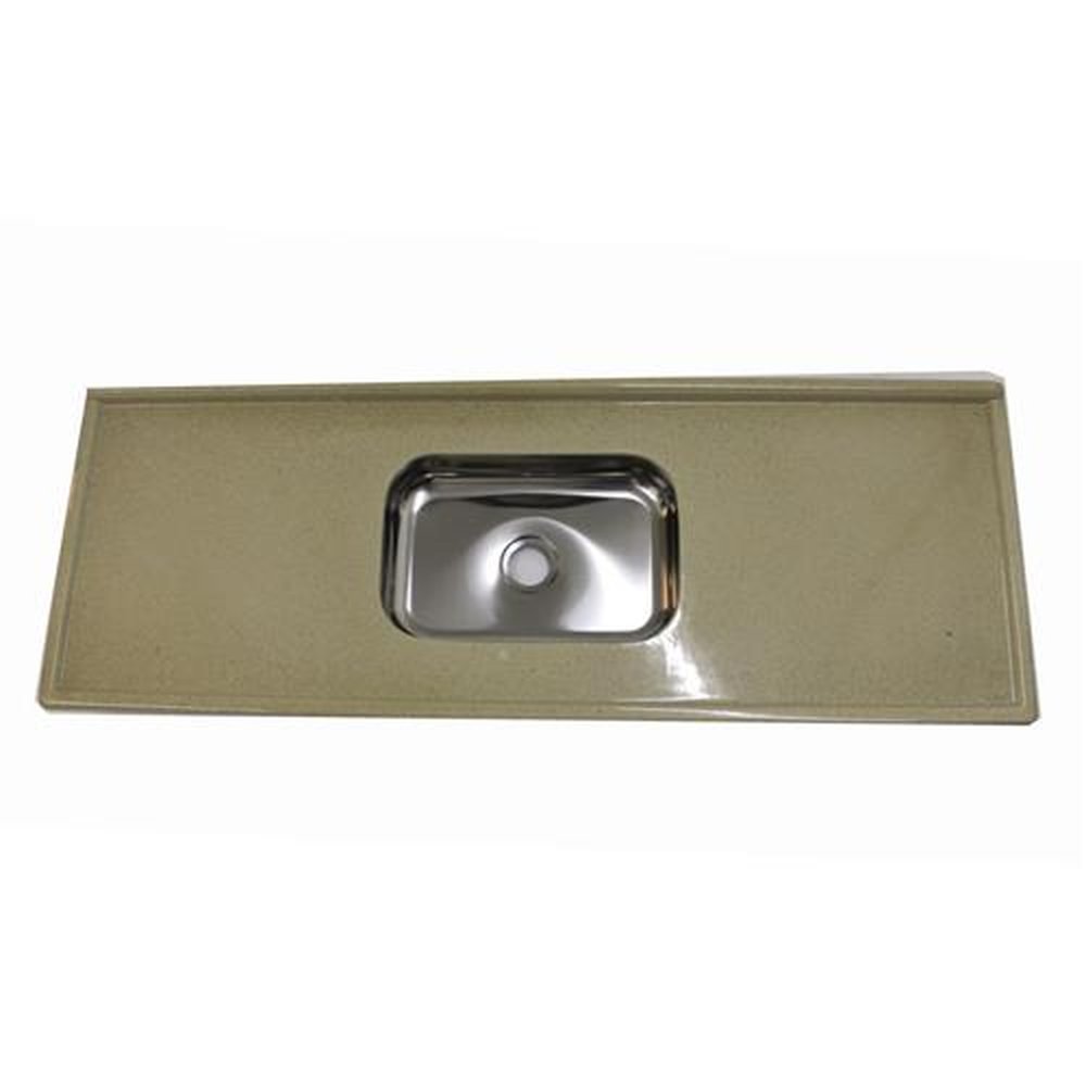 Pia Decoralita Granito Sintético Com Bojo Em Inox 160 X 54 Marrom Imperial
