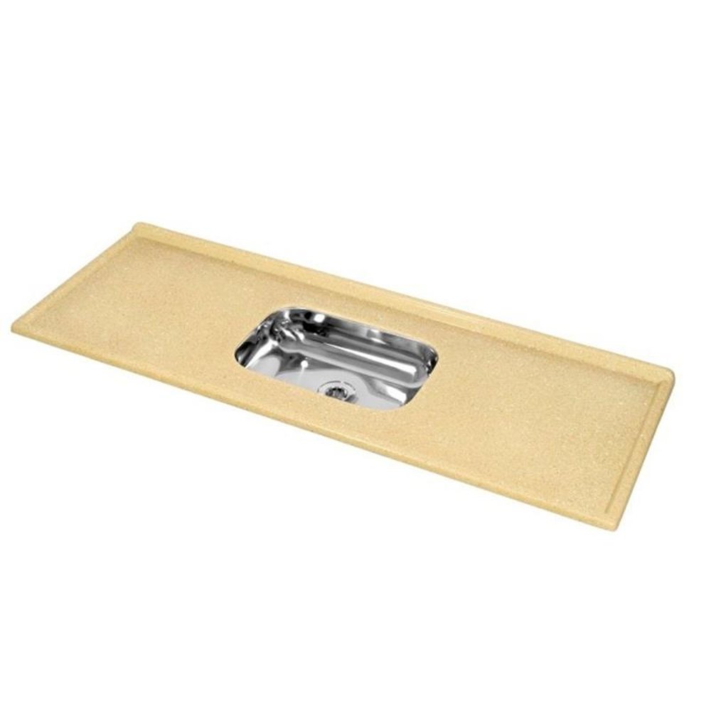 Pia Decoralita Granito Sintético Com Bojo Em Inox 160 X 54 Marrom Imperial
