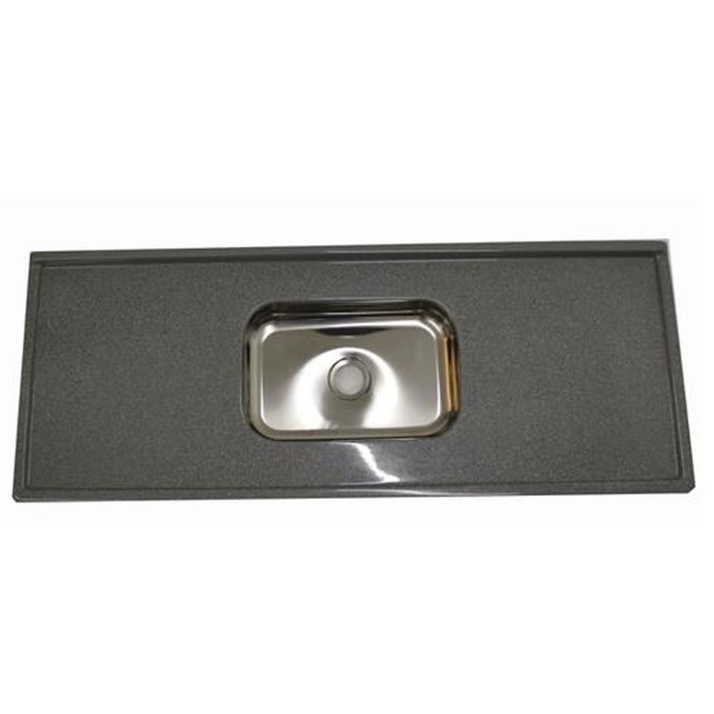 Pia Decoralita Granito Sintético Com Bojo Em Inox 120 X 54 Cinza Real