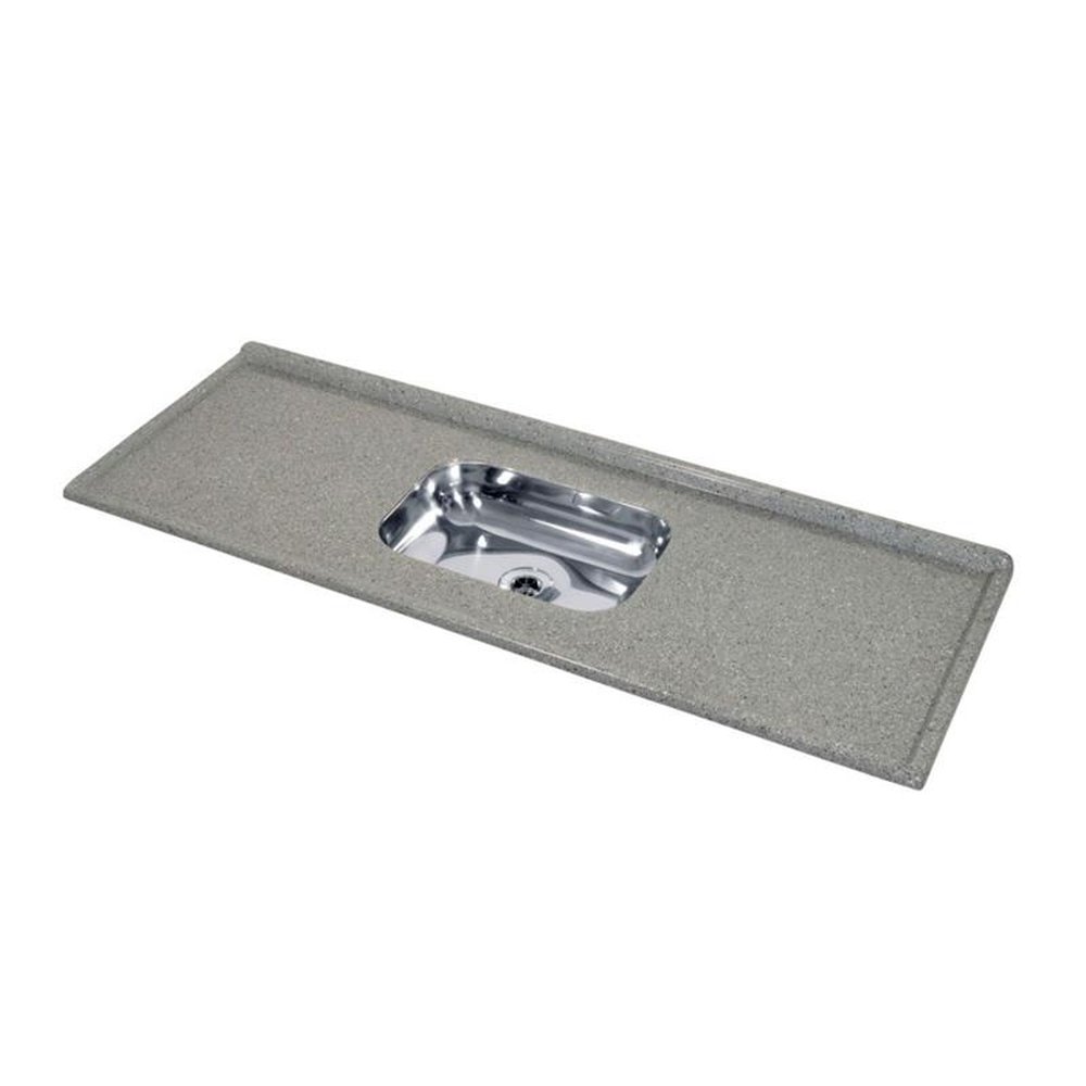Pia Decoralita Granito Sintético Com Bojo Em Inox 120 X 54 Cinza Real