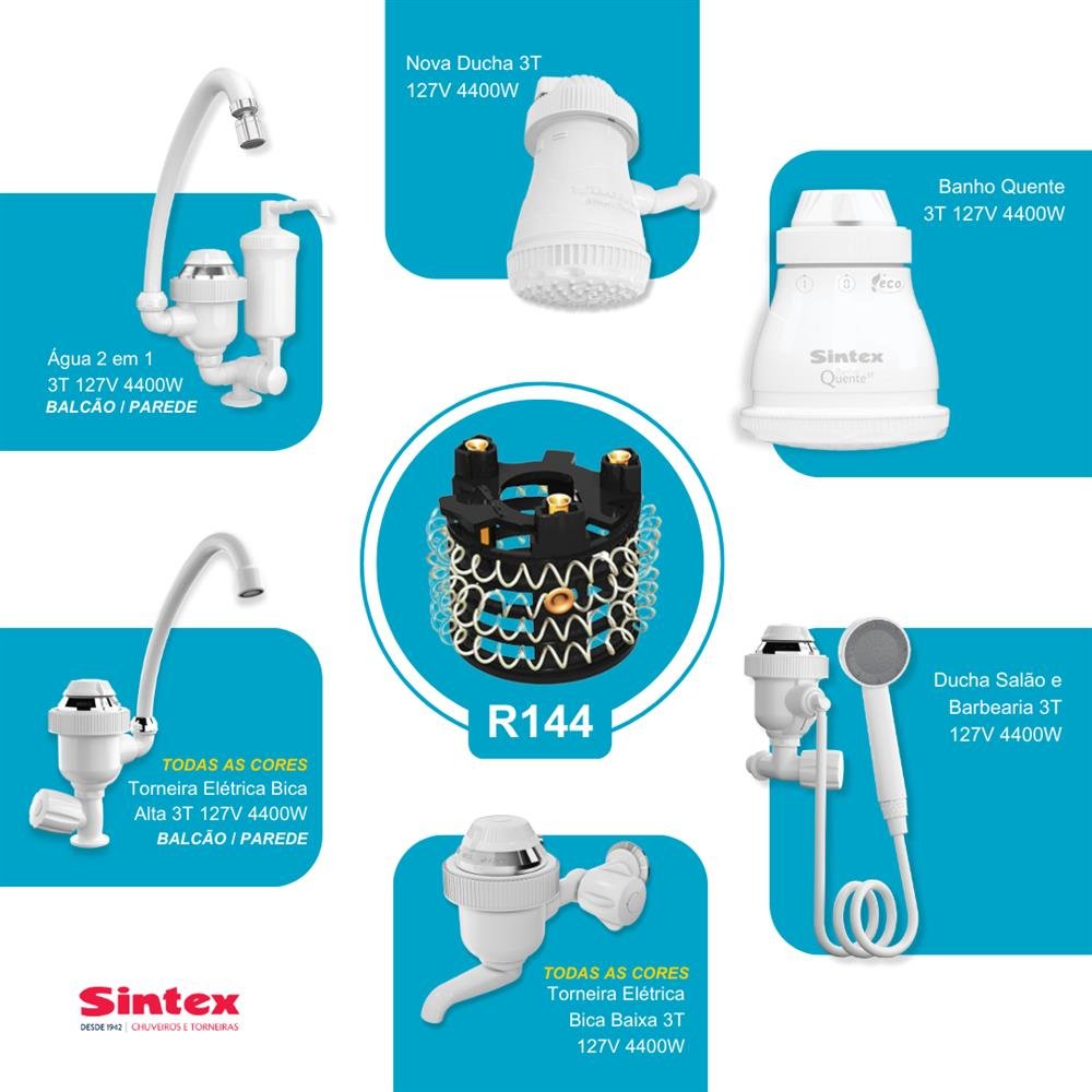 Resistência Chuveiro/torneira Elétrica 3t 127v 4400w Sintex - R144