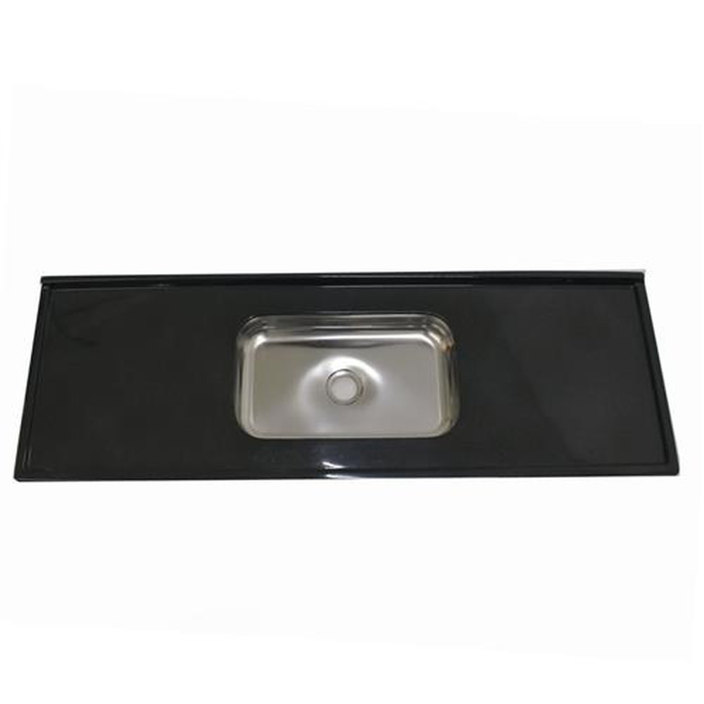 Pia Decoralita Granito Sintético Com Bojo Em Inox 150 X 54 Verde Romano