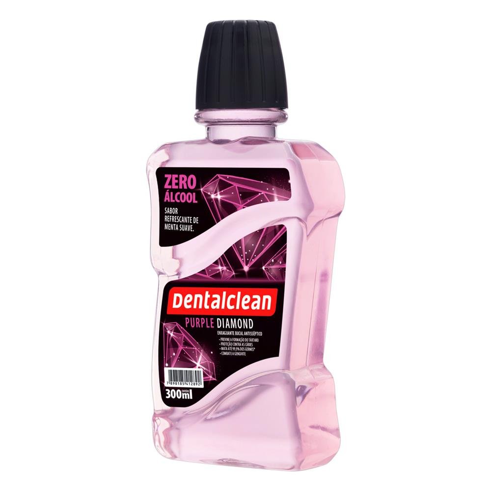 Enxaguante Antisséptico Bucal Dentalclean Adulto Purple Diamond 300ml Caixa Com 12 Unidade