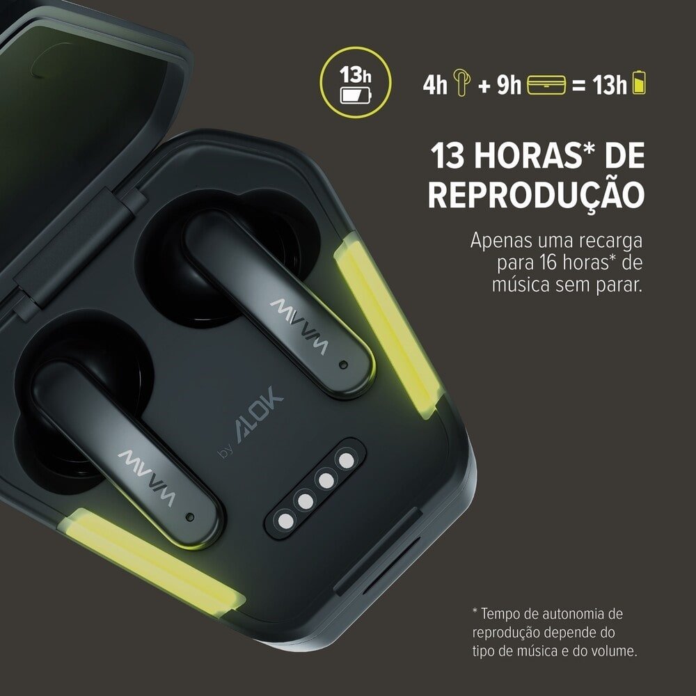 Fone de Ouvido Waaw Energy 100EBG By Alok, Preto/Verde