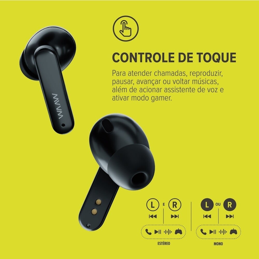 Fone de Ouvido Waaw Energy 100EBG By Alok, Preto/Verde