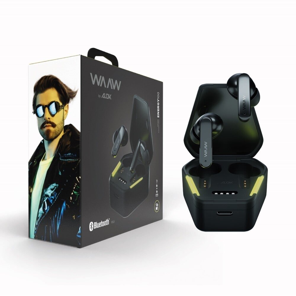 Fone de Ouvido Waaw Energy 100EBG By Alok, Preto/Verde