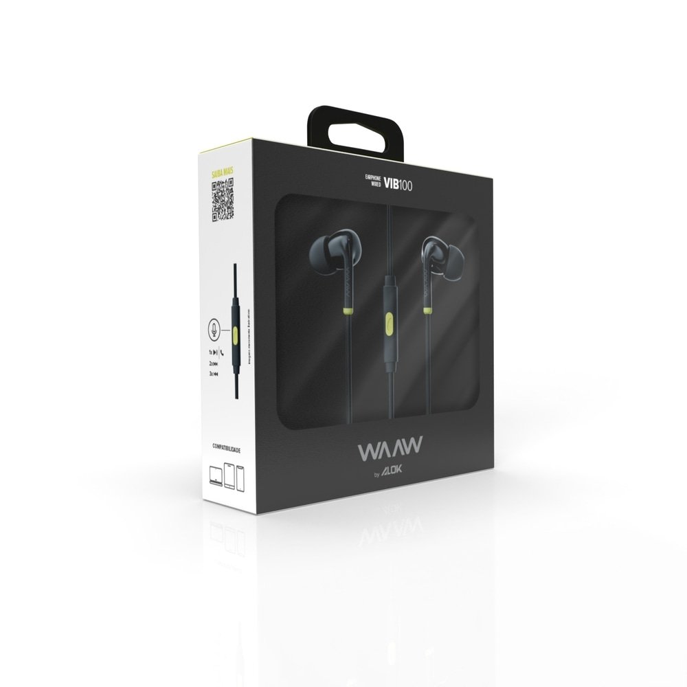 Fone de Ouvido Waaw VIB 100EW By Alok, Preto